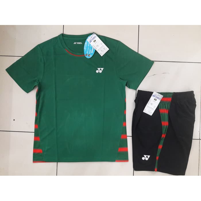 baju badminton import plus celana badminton import yonex Hijau