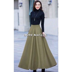TERLARIS !!! ROK PANJANG JUMBO SPANDEK JERSEY WANITA TERMURAH / ROK PANJANG MAX BB 80 KG BAHAN PREMIUM BISA COD & SAMEDAY-HIJAU TOSCA