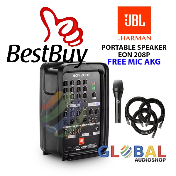 JBL EON 208P Speaker Aktif 208 P EON208 2 Way Free Mic AKG Original