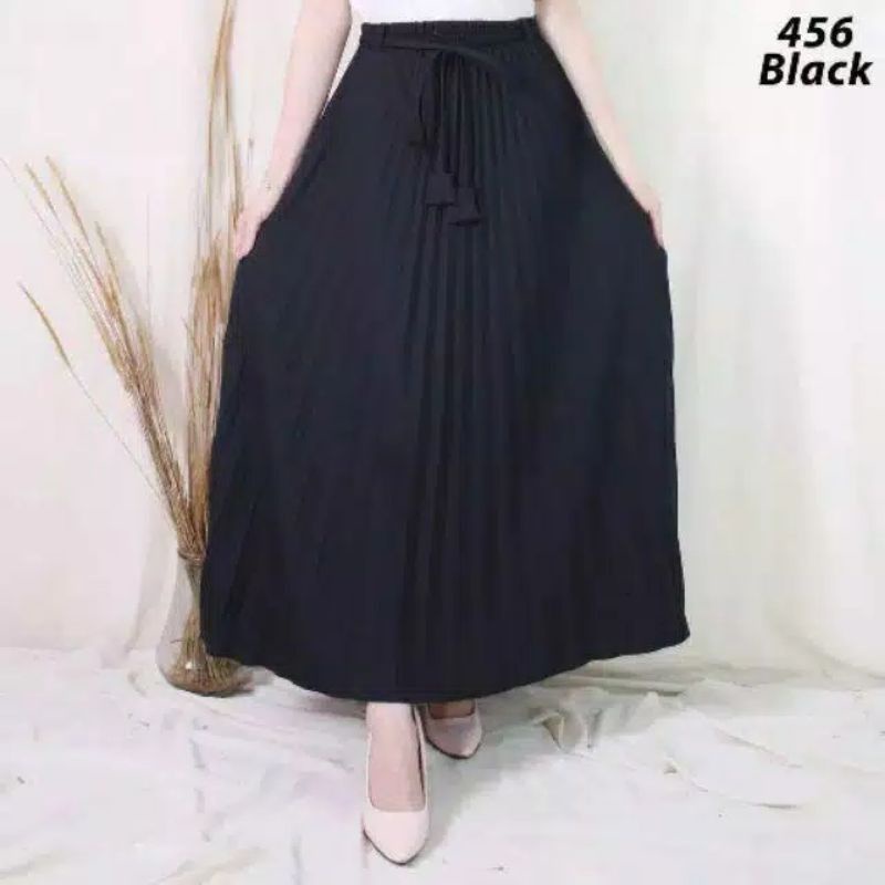 (bisa cod) Rok Plisket Wanita Bahan Moscrep Tebal Dan Lembut