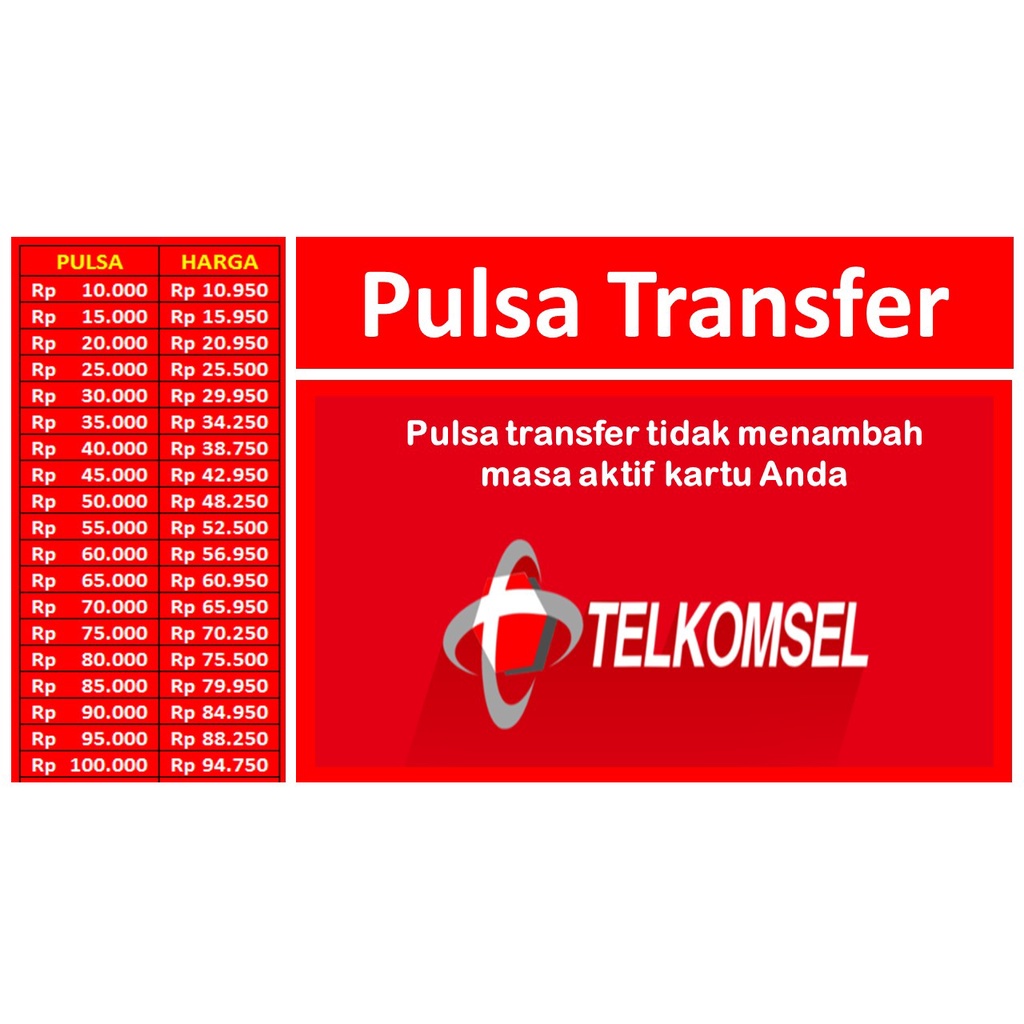 Transfer Pulsa Telkomsel 10.000 sampai 100.000