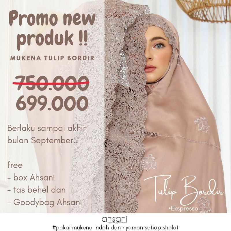 EKSPRESO MUKENA TULIP BORDIR TERBARU AHSANI MUKENA SUTRA PREMIUM