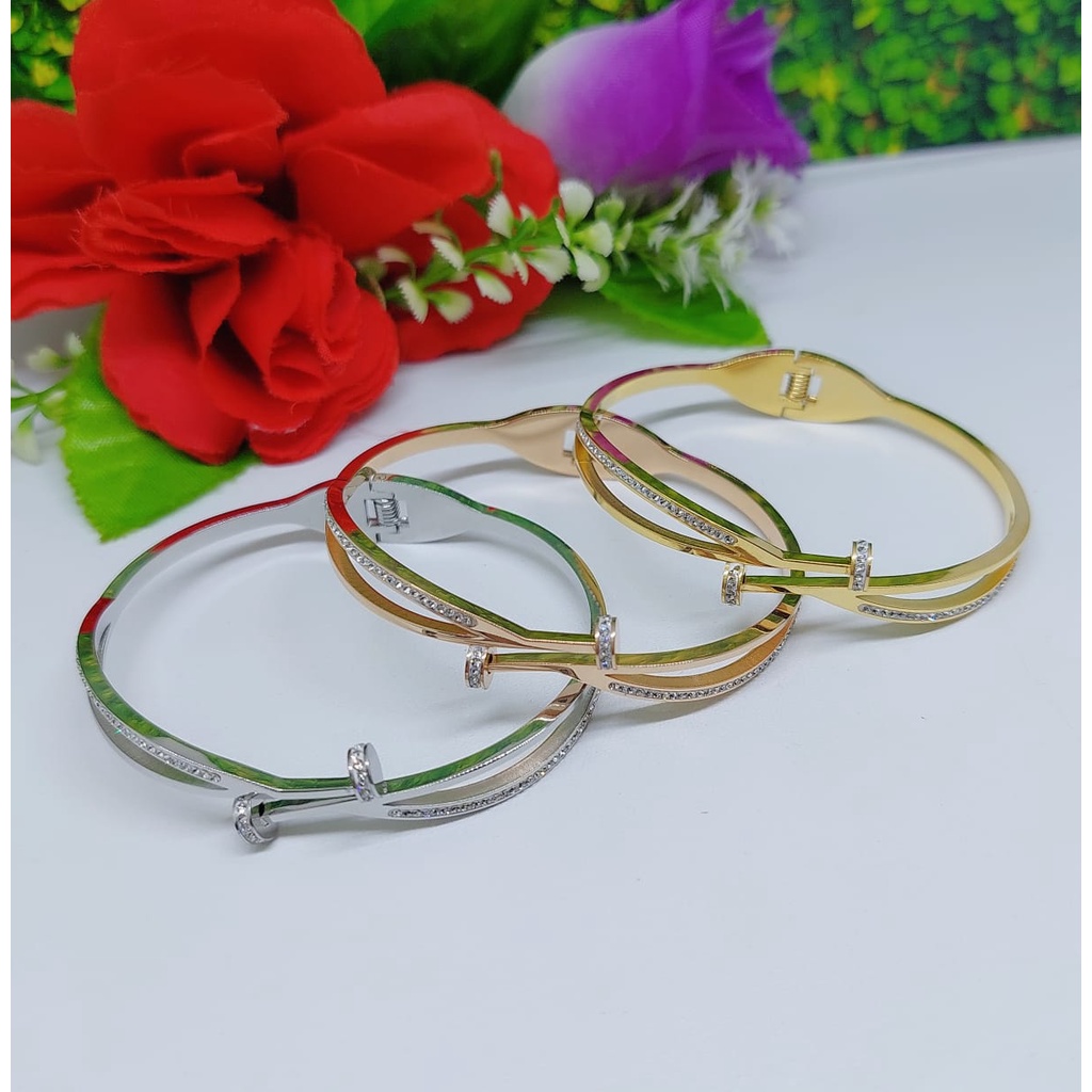 Gelang titanium permata  perhiasan fashion 0255