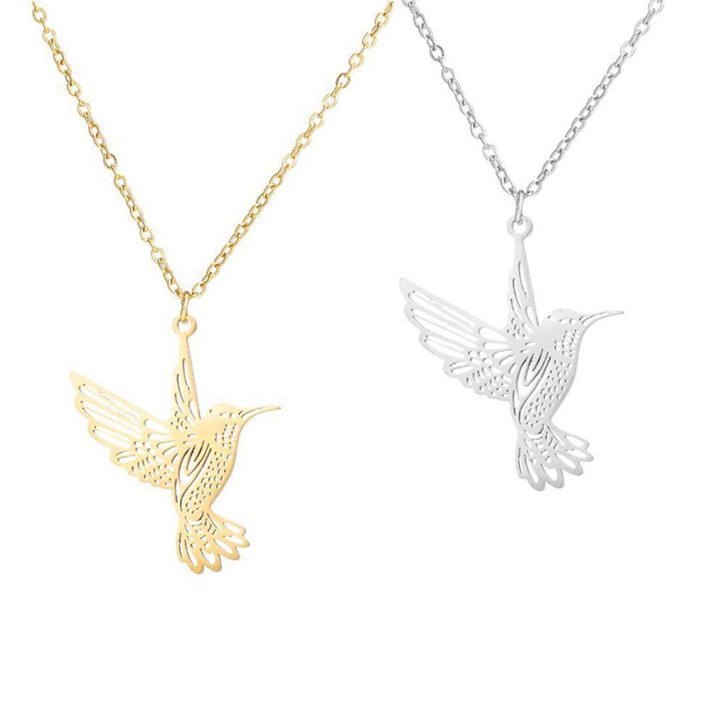 Chookyy Hummingbird Kalung Perhiasan Wanita Liontin Burung Emas