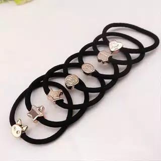 ZAYKA== IKAT RAMBUT HITAM KARET/GELANG BODY FASHION WANITA AKSESORIS HAIRCLIP JEPIT HITAM IMPORT