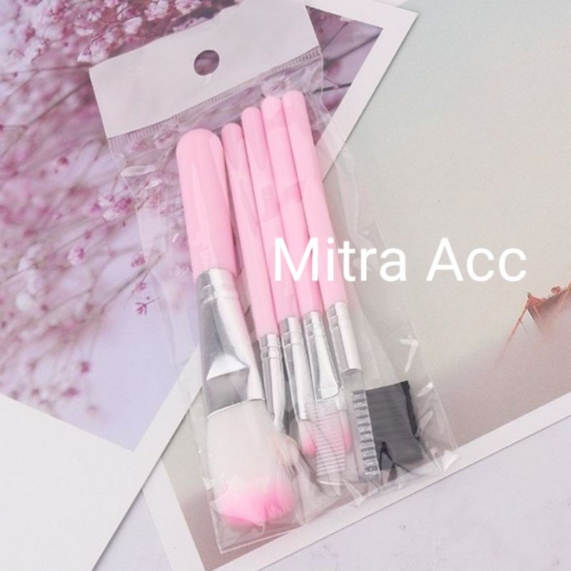 Aksesoris Make Up Brush 5pcs/SET Kuas Makeup Eyebrow Blush on Pink