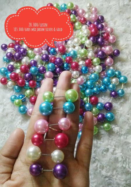 (Satuan ) Tuspin mutiara  double warna warni