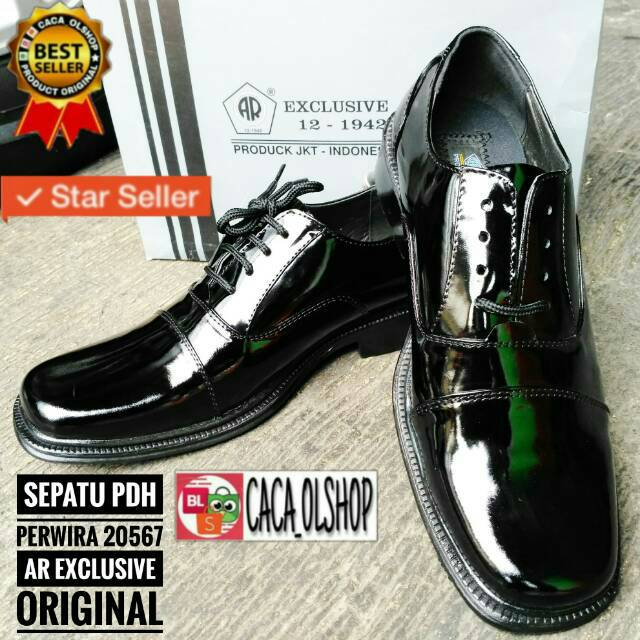 AR Exclusive Sepatu PDH Perwira TNI POLRI SECURITY SATPAM 20567 Original 100% asli kulit kilap