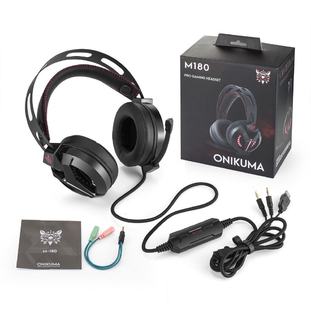 Onikuma M180 Headset Gaming Over Ear Stereo Bass Dengan Mic Isolasi Suara Untuk PS4
