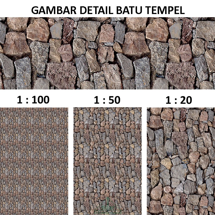 

[MR] Kertas Tekstur / Motif Batu Tempel Dinding Berskala / Miniblock #4