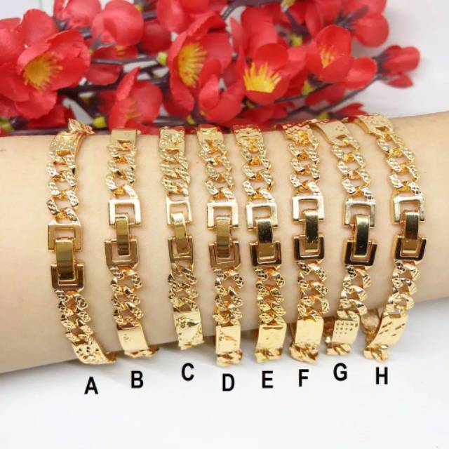 Xuping-gelang tangan plat rantai bermotif gold