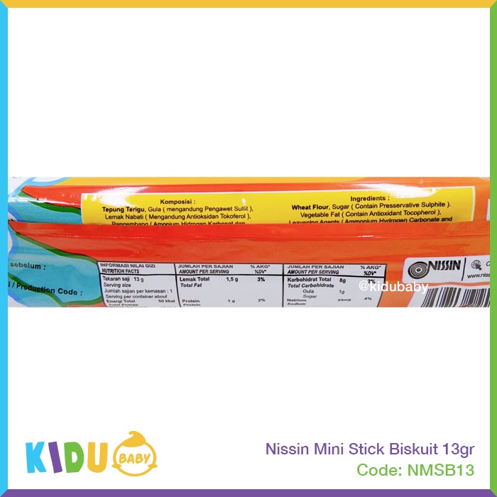Nissin Mini Stick Biskuit 13gr Kidu Baby