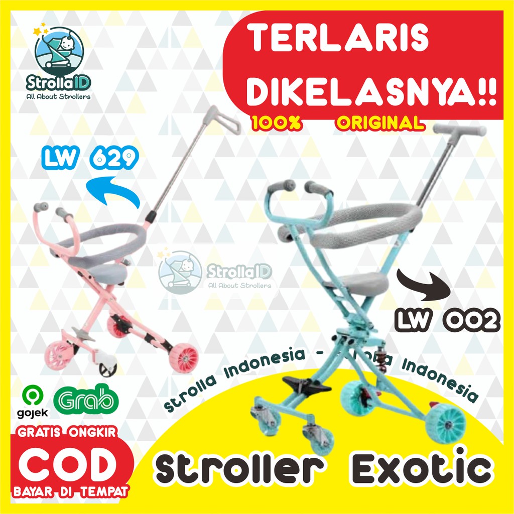 Sepeda Exotic LW629 LW002 Sepeda Roda 5 Sepeda Anak Bayi Sepeda Roda 3 Stroller Anak Stroller Bayi