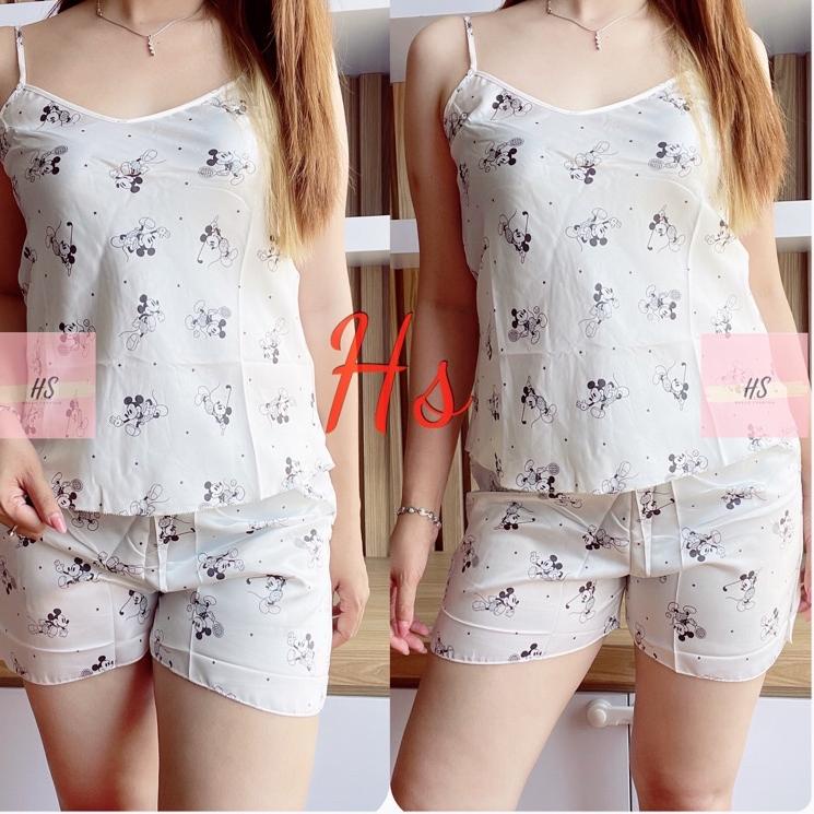 STELAN SEXY SATIN IMPORT/SET SATIN TANPA LENGAN/PIYAMA SATIN TALI 1 /GESER/PART 2 ‑ ERN.74794