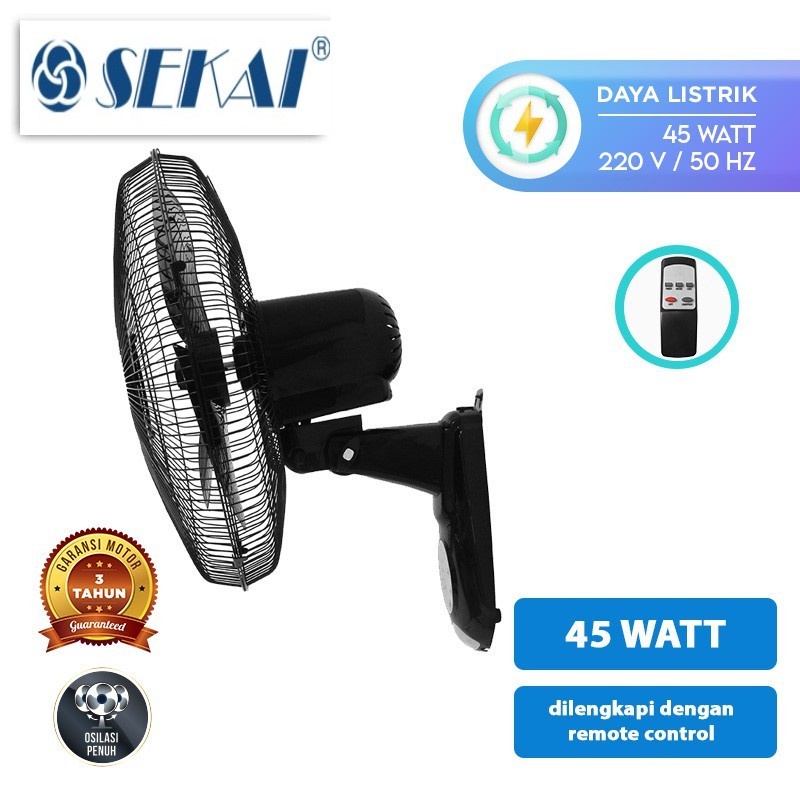 SEKAI Kipas Angin Dinding Remote / Wall Fan 16 Inch - WFN 1628 RC