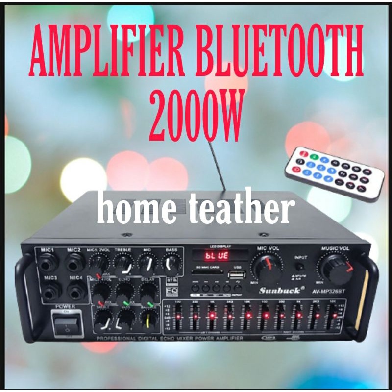 Amplifier Sunbuck EQ Bluetooth Karaoke Home Teather 2000w