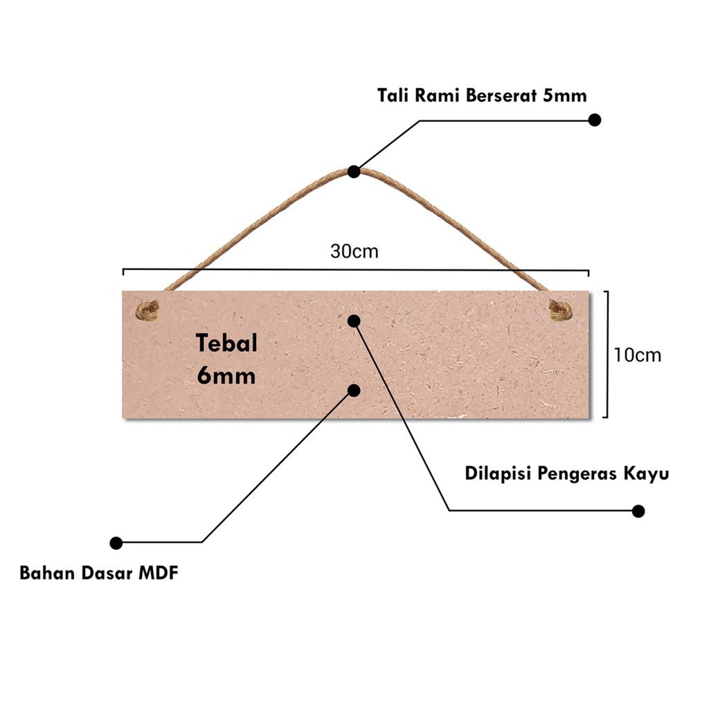 grosiramanah - [TERMURAH] WALL DECOR OPEN CLOSED GANTUNGAN TALI RAMI UKURAN 10 X 30 BOLAK - BALIK