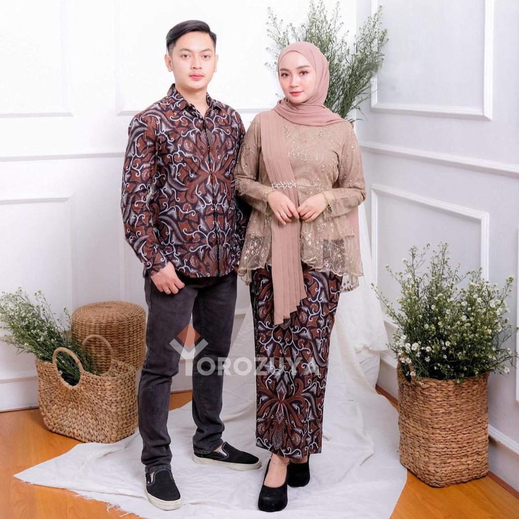 Jual BATIK COUPLE KEBAYA ATASAN BROKAT WANITA Batik Brokat Couple ...