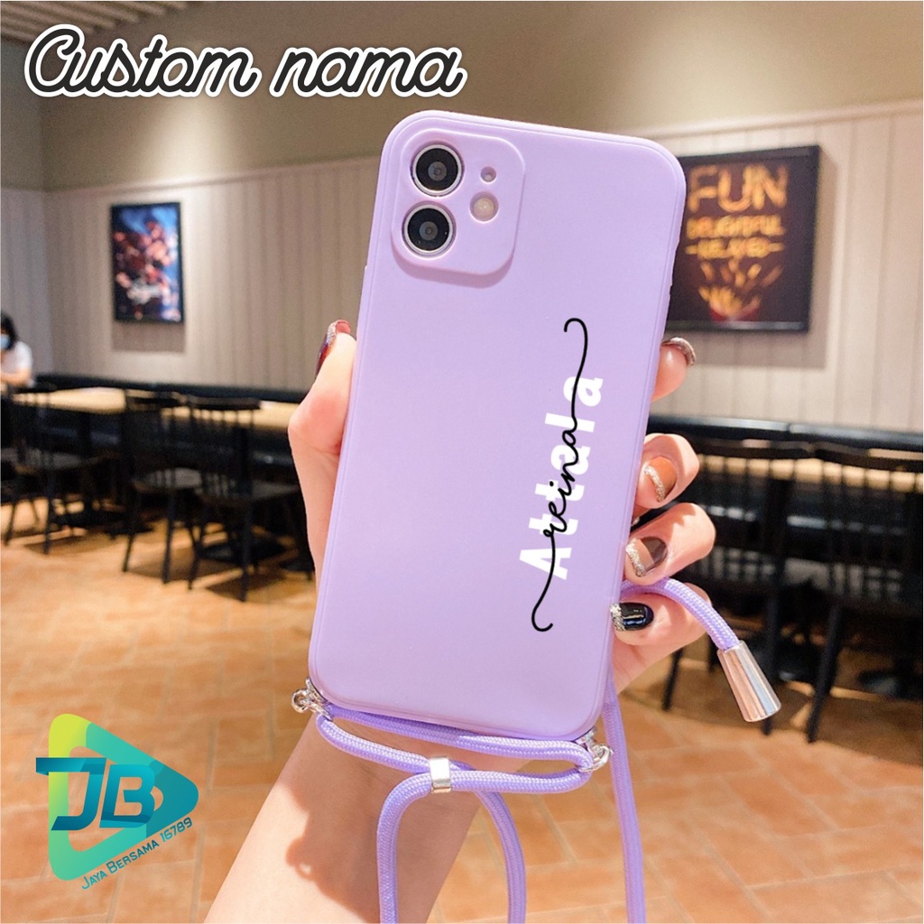 SOFTCASE SILIKON SLINGCASE TALI LANYARD STRAP PHONE MACARON PELINDUNG KAMERA CUSTOM NAMA OPPO VIVO SAMSUNG XIAOMI REALME IPHONE ALL TYPE JB5482