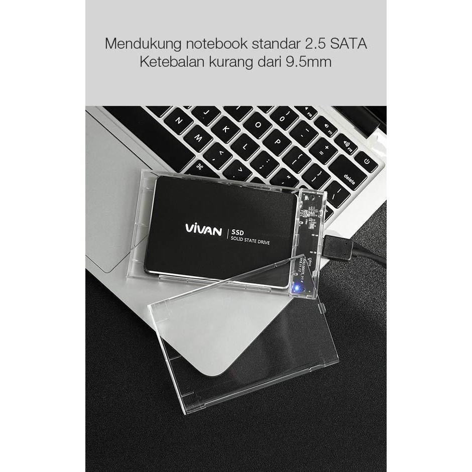 Vivan External Hard Drive VSHD1 - Transparent 2.5 Inch SATA USB 3.0 - Garansi Resmi 3 Tahun