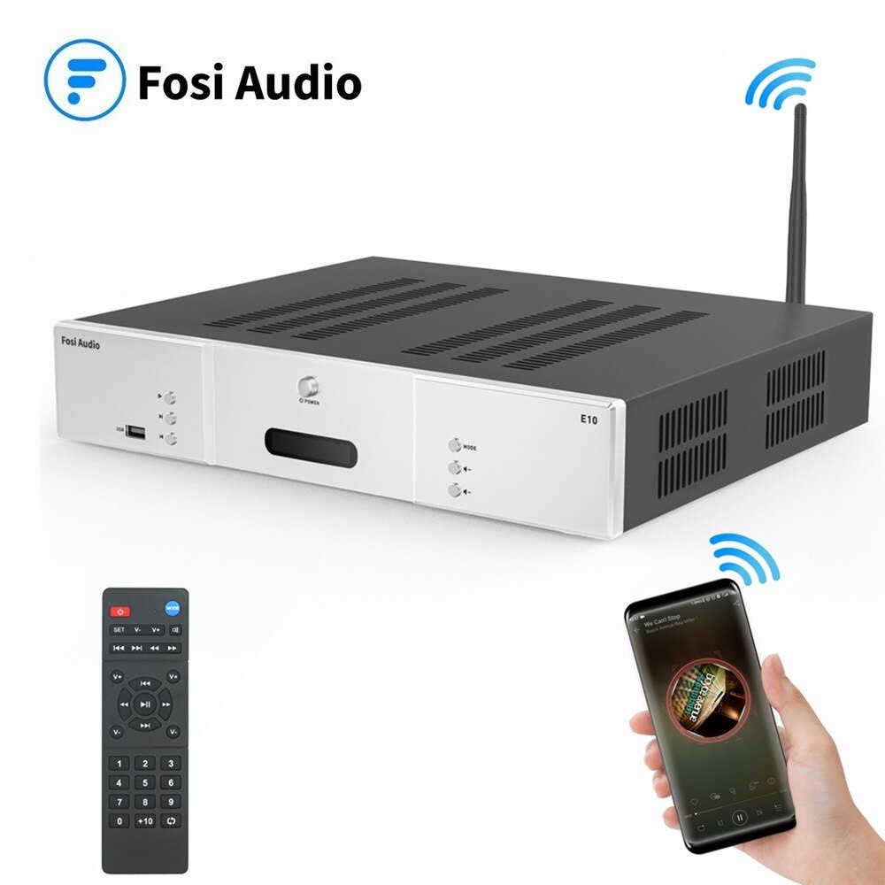 Fosi Audio Bluetooth 5.0 Stereo Home Audio Power Amplifier DAC HiFi TPA3251D2 with Remote - E10 - Black