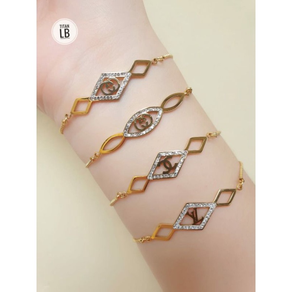 Gelang Serut Dewasa Titanium Gold Cantik Dan Simple N05072204