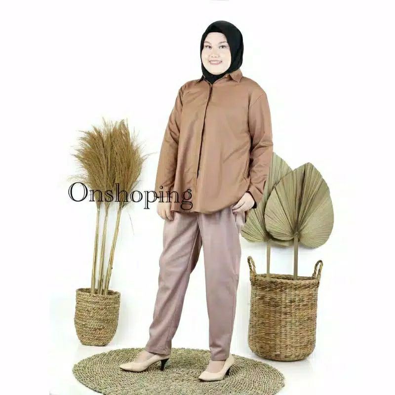 Kemeja Toyobo jumbo/kemeja basic polos Ld 110cm Ld 120 cm-jumbo mocca