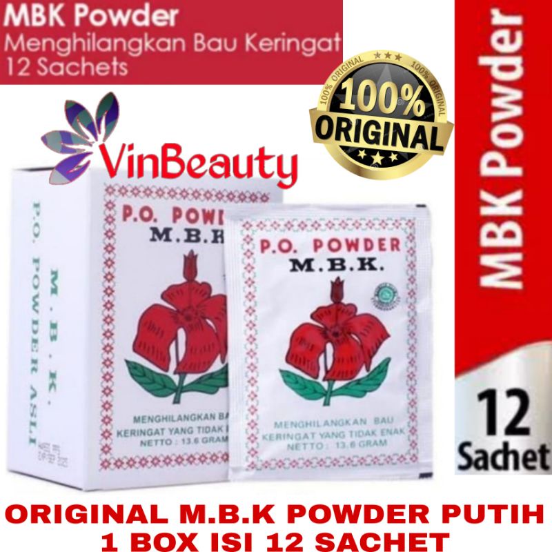 ORIGINAL BEDAK MBK POWDER PUTIH 1 BOX ISI 12 SACHET / BEDAK KETIAK M.B.K PUTIH PER BOX