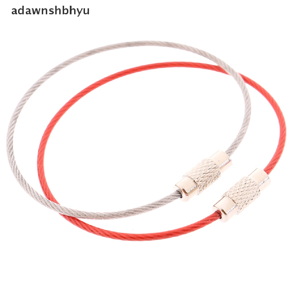 Adawnshbhyu 10Pcs Stainless Steel Gantungan Kunci Tali Kawat Cable Loop Screw Lock Gadget Ring