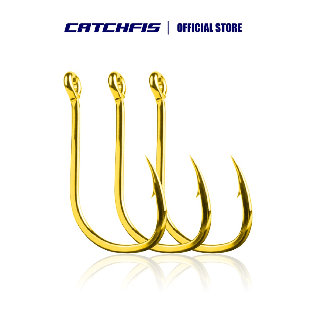 Catchfis - Kail Pancing Gold 25 pcs High Carbon Steel Barbed Fishing Hook Tackle Kail GFYD
