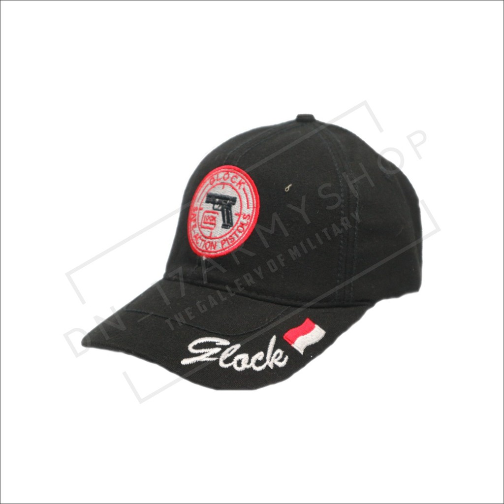 Topi Logo Glock Kanvas Hitam, Krem