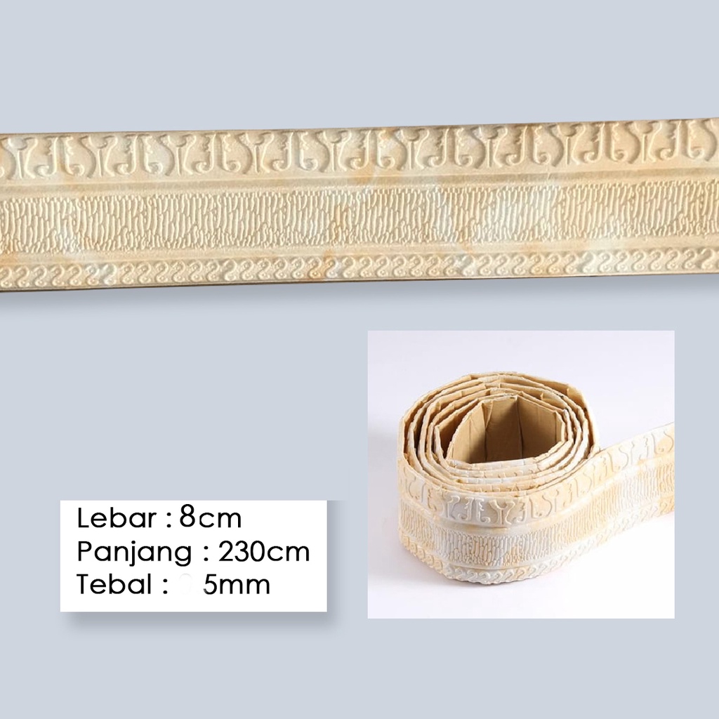 LIST BORDER FOAM 3D STICKER HIGHT QUALITY PANJANG 230CM-MARMER CREAM 8cm 5mm
