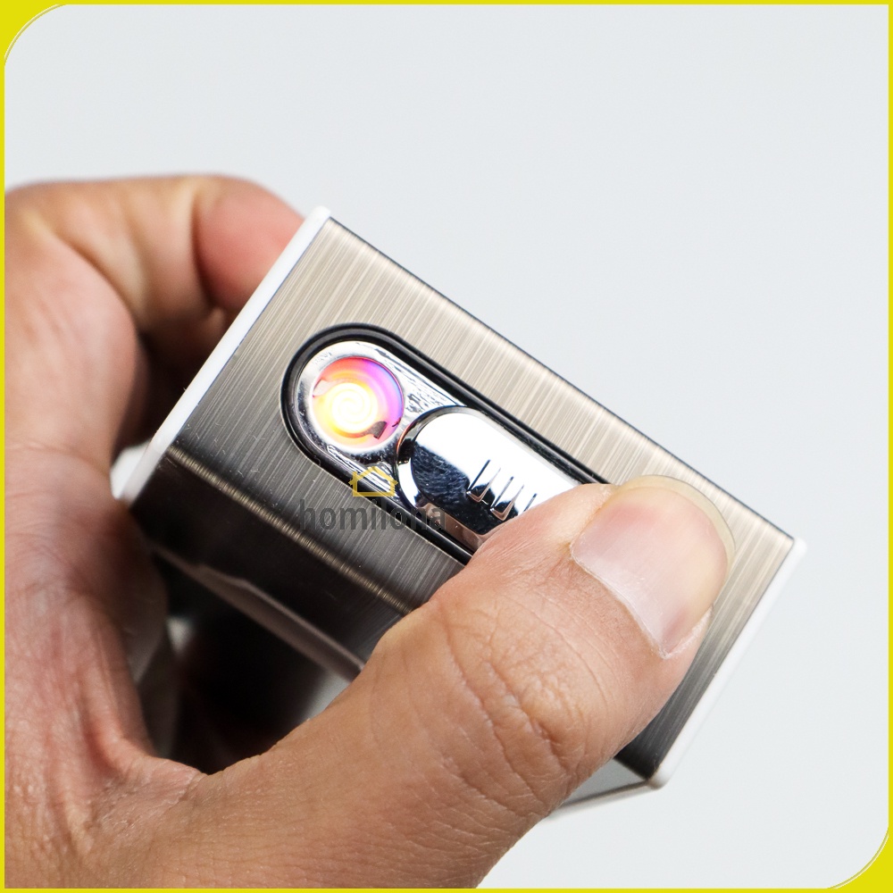 Kotak Rokok 20 Slot dengan Korek Elektrik Pyrotechnic - Firetric YJ110 - Black