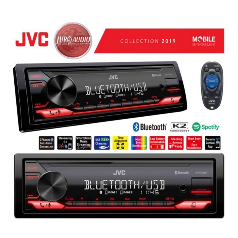 JVC KD-X272BT Single Din universal deckles BT FLAC K2 Tech time alligment