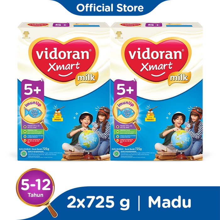 

vidoran Xmart 5+ Madu 725gr Susu Formula Anak 5-12 Tahun - 2 box
