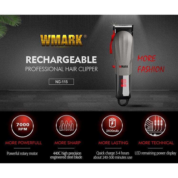 WMARK NG-115 - Professional Electric Hair Clipper Trimmer