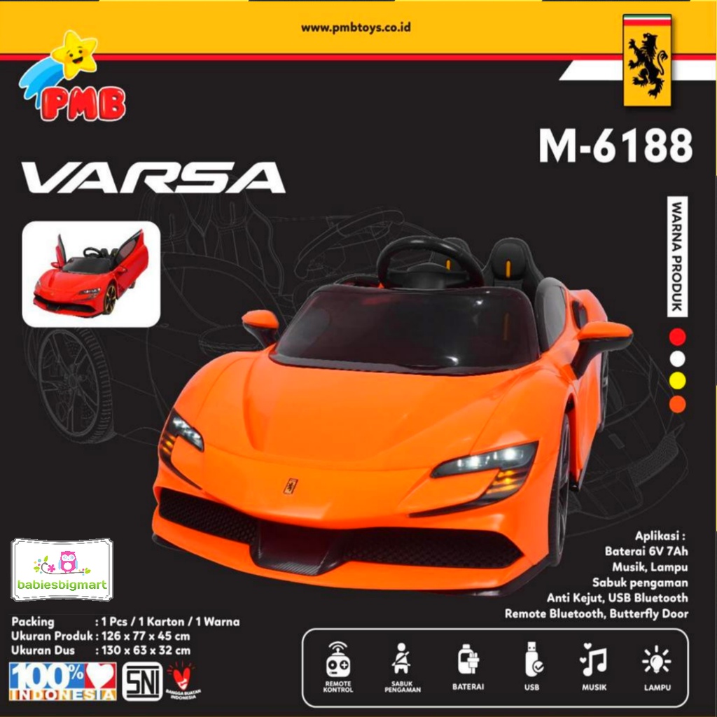 Mainan Mobil Aki Anak PMB M 6188 Ferrari Varsa SF90 Stradale M 6188