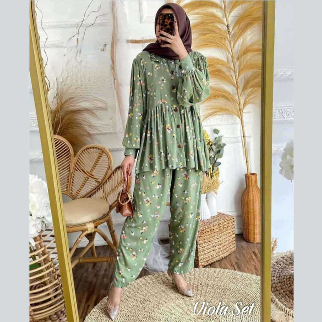 One set Rayon Viscose Busui Ld 100 - 110 Motif Kekinian-VIOLA SET LD100