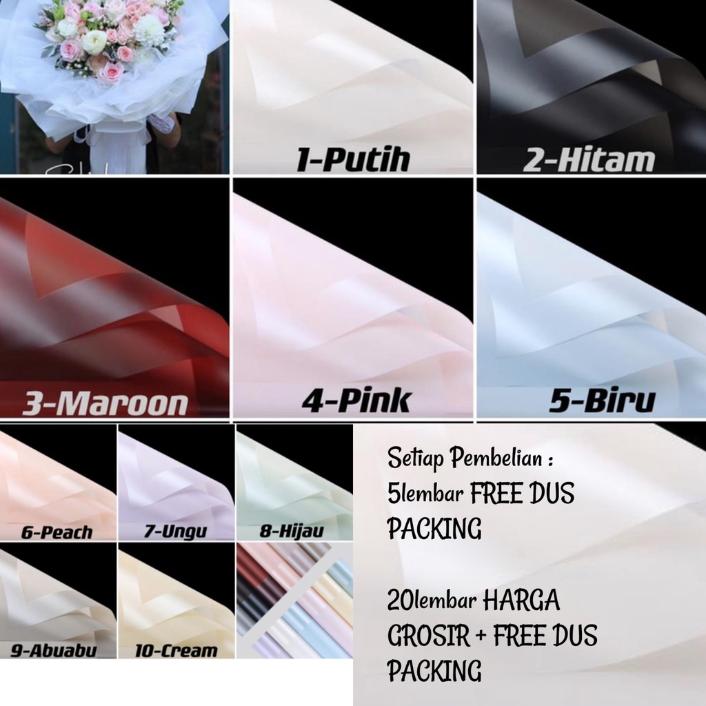 

UM110 5Lembar Kertas Bunga Buket Transparan List Frame Tebal/Flower Wrapping Paper