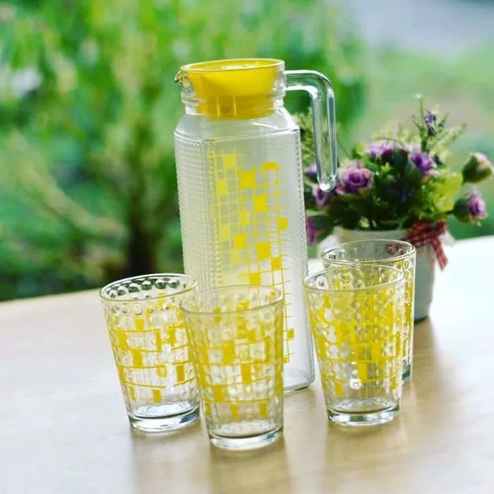 teko set 5 in 1  tempat minum jus pitcher set kim glass teko jus