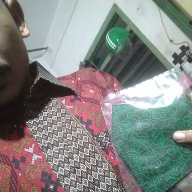 Batik Danabrata Pekalongan Motif Songket Merah Size M L Xl Xxl Kemeja Batik Lengan Panjang Reguler