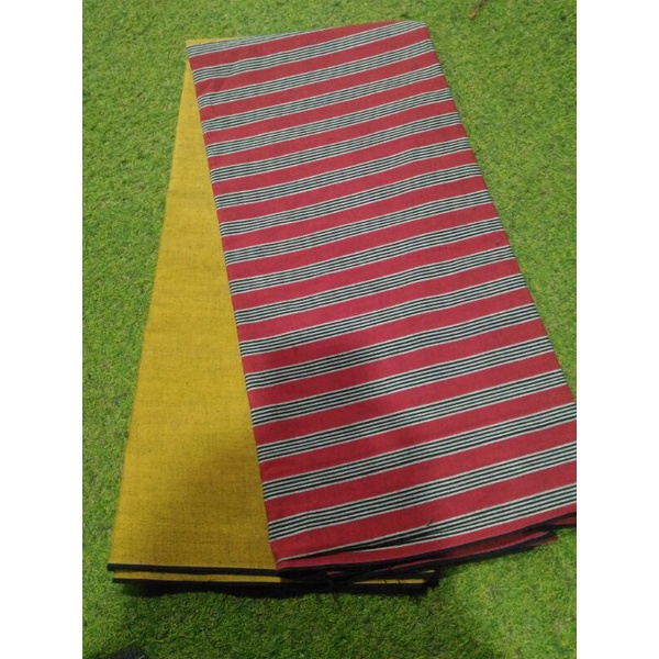 KAIN TENUN LURIK JAWA TENGAH KOMBINASI POLOS DAN LURIK KUNING-MRH