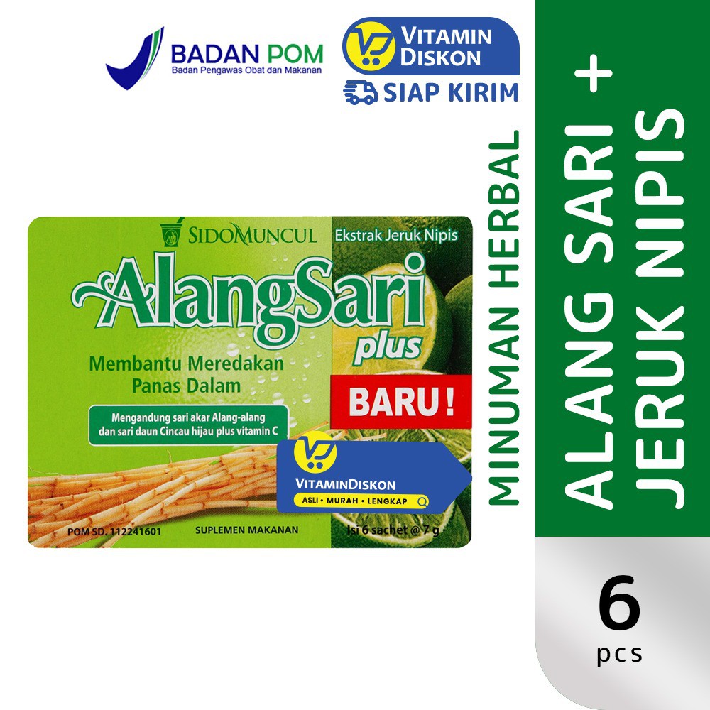 

Sidomuncul Alang Sari Plus Jeruk Nipis 1 Box (6 Pc) | Minuman Herbal Pencegah Panas Dalam & Sariawan