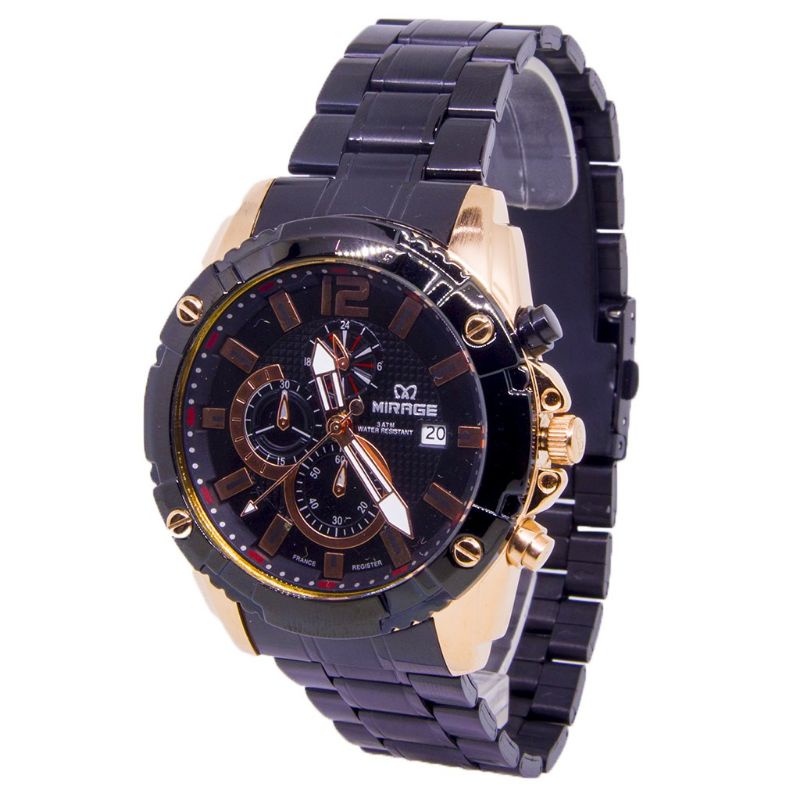 jam tangan Mirage hitamrose pria 8714