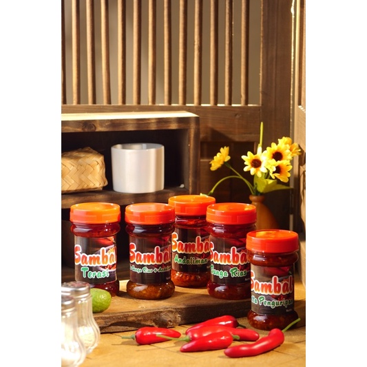 

Sambal (Uk. 150 ML) Sambel Metta Penguripan || Andaliman || Bunga Rias/Kincung/Kecombrang || Andaliman + Bunga Rias/Kincung/Kecombrang || Terasi