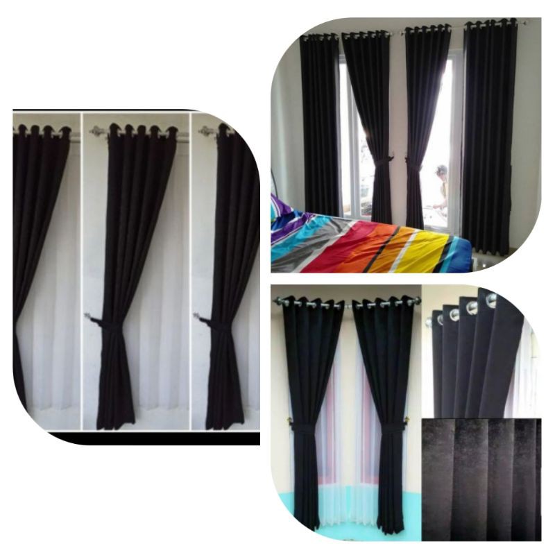 gorden jendela dan pintu polos warna hitam