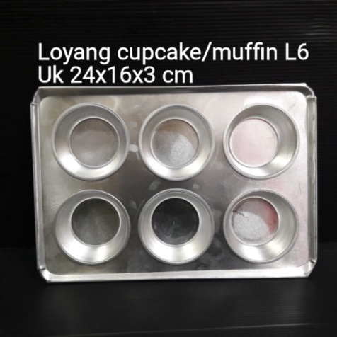 Berkualitas LOYANG KUE CUP CAKE / MUFFIN ALUMUNIUM LUBANG 6 / LYCCB6