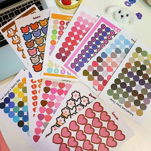 

Stiker lingkaran / angka /kelinci / beruang / hati