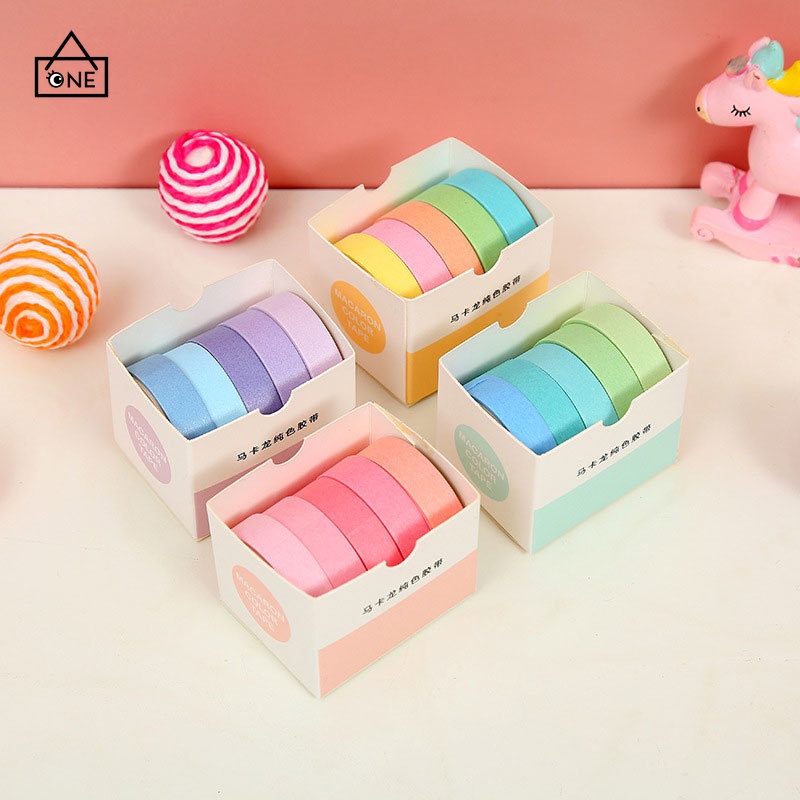 COD❤Selotip Warna Solid Kreatif  Buku Harian Scrapbooking Diy Dekorasi Washi Tape Setelan A one