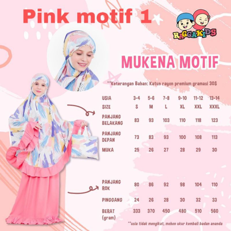 Mukena RaggaKids / Mukena Anak Katun Rayon / Mukena Ragga kids